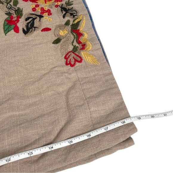 Handmade Tan Floral Embroidered Crochet Wide Leg Cropped Capri size M/L Pants - Picture 8 of 8